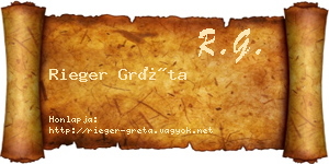 Rieger Gréta névjegykártya